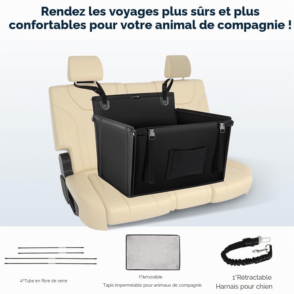 KYG Siège Auto pour Chien,Imperméable Antidérapant Panier Chien Voiture, Résistant Transport Pet Voiture, Siège Renforcé pour Chiens de Taille Moyenne et Grande