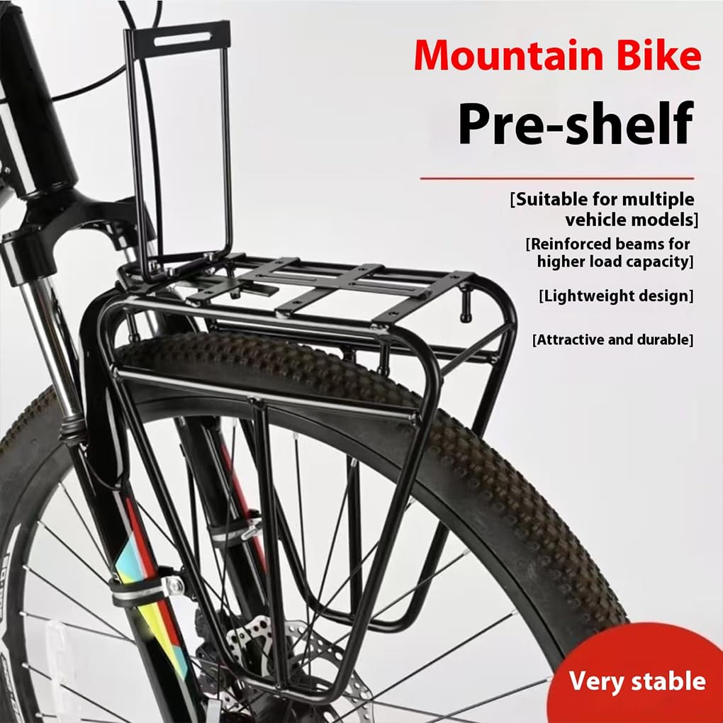 Portapacchi anteriore in acciaio per bici da turismo, resistente e robusto, facile da trasportare, adatto a biciclette, bici elettriche e motociclette.