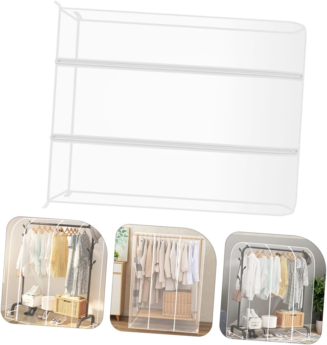 Zerodeko Garment Rack Cover Heavy Duty Clothing Protector for Dust Storage Spacious Design for Home Hotels and Guesthouses