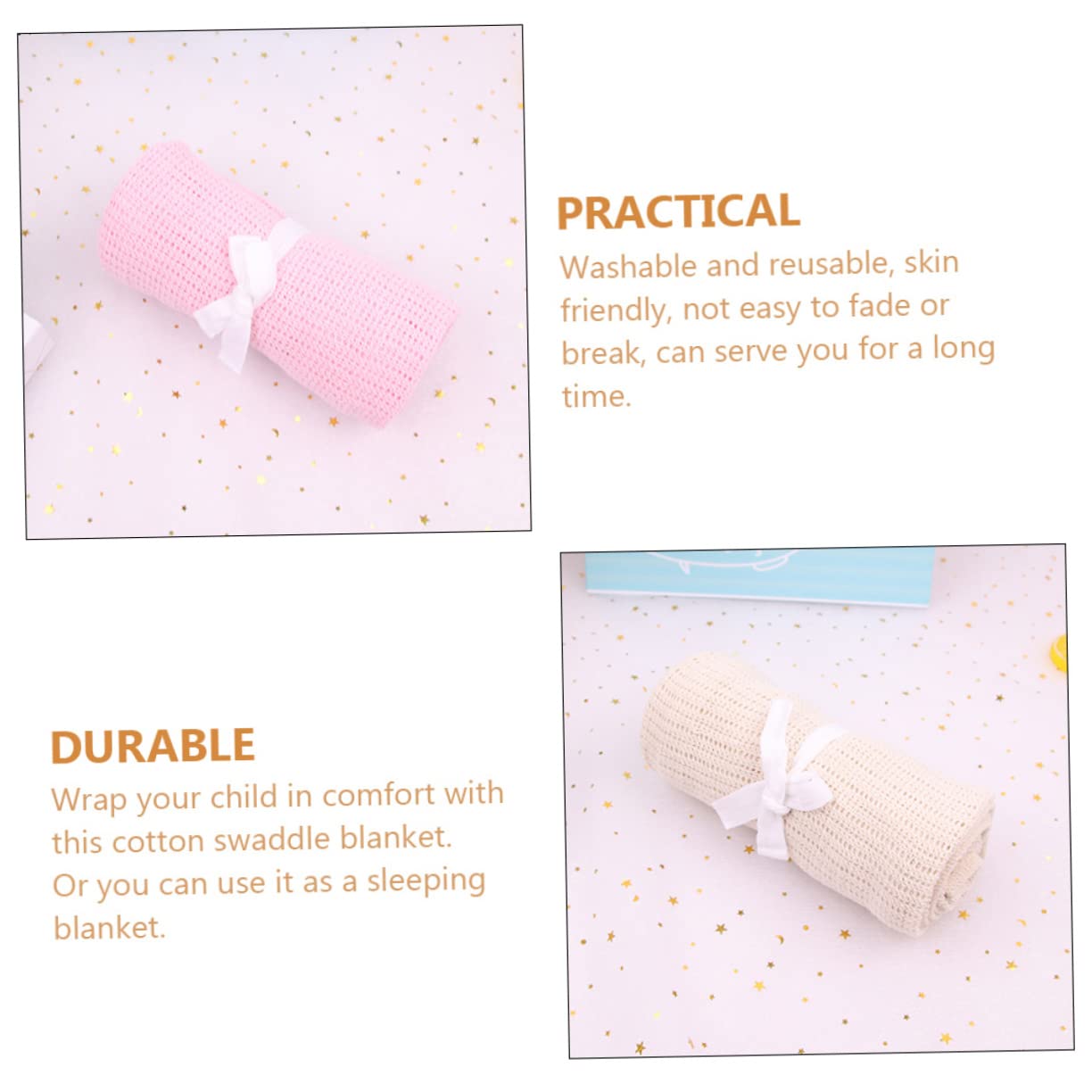 Genérico Envolvente De 3 Piezas para Guardería De Algodón para Niños Y Niñas Tacto Cómodo Multifuncional Ideal para Cochecitos Y Cunas.
