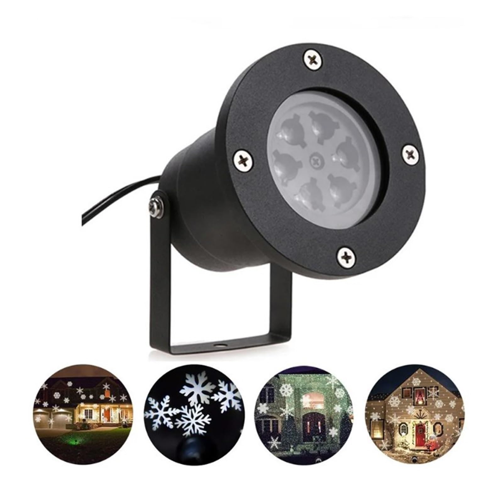 proiettore di luce, Lampade da neve mobili impermeabili a forma di fiocco, luci palcoscenico a LED for esterni, feste Natale, paesaggio, prato, giardino(White Snowflake)