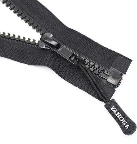 Miniatura 4 de YaHoGa 2PCS cremalleras separadoras #5 de 5 pulgadas para coser abrigos y chaquetas, cremallera de chaqueta, cremalleras de plástico moldeado negro
