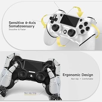 AceGamer 2 Pack Wireless Controller for PS4,Game Controller for PS4/Pro/Slim/PC,Gamepad Joystick with Turbo/Back Button/Dual Vibration/6-Axis Gyro Sensor/Touch Panel (Black and White)