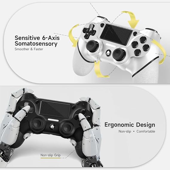 AceGamer 2 Pack Wireless Controller for PS4，Game Controller for PS4/Pro/Slim/PC，Gamepad Joystick with Turbo/Back Button/Dual Vibration/6-Axis Gyro Sensor/Touch Panel (Black and White)