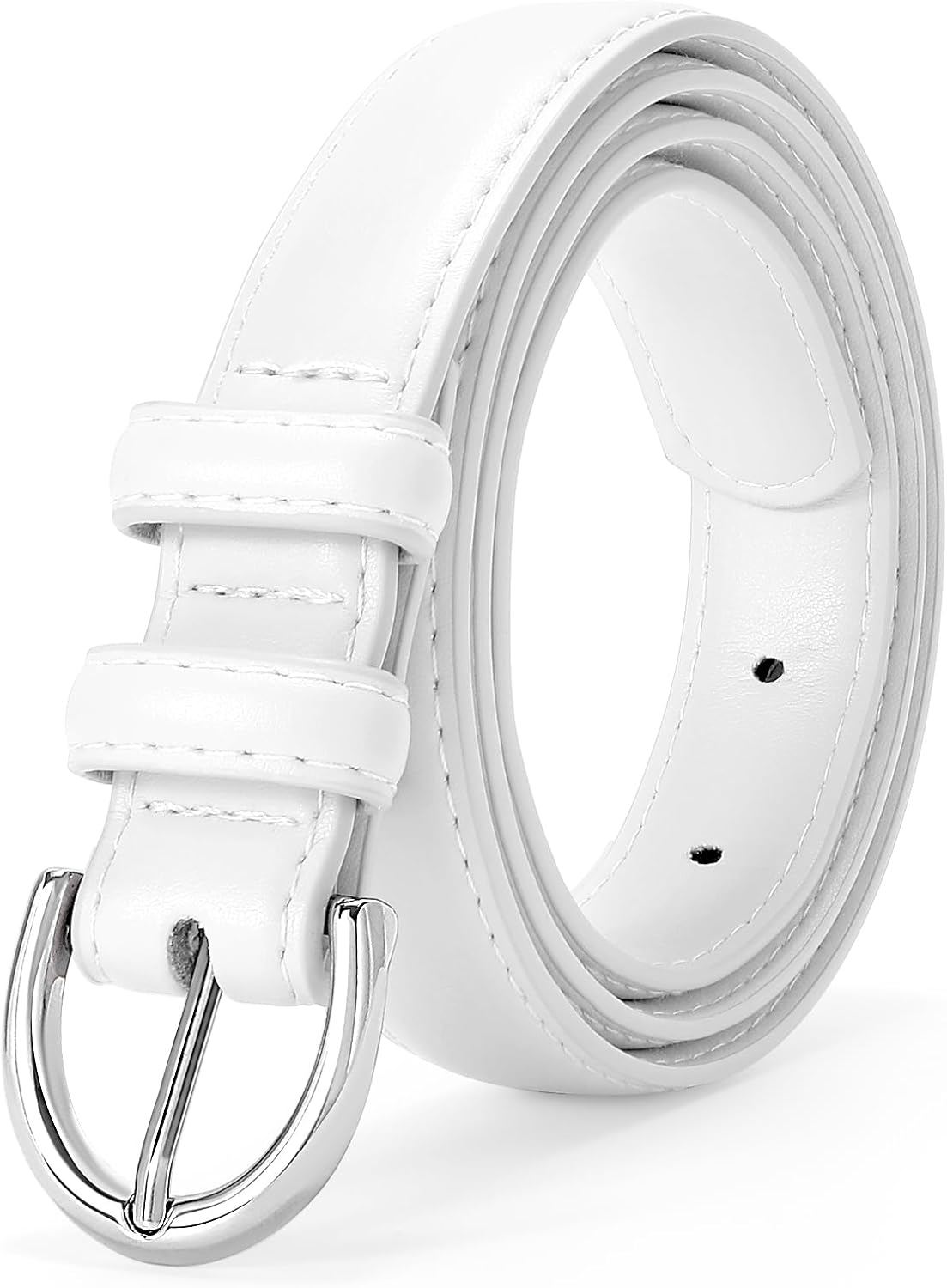 SANSTHS Women Leather Belt for Jeans Pants Fashion Ladies Skinny Belt for Dresses Thin Belt with Single Prong Buckle - Image 7
