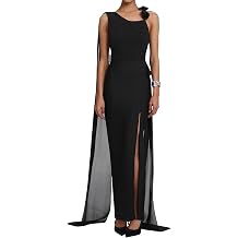 BELLA BARNETT Maix Balck Sleeveless Asymmetric Knit Flowy Prom Dress One Shoulder Dress