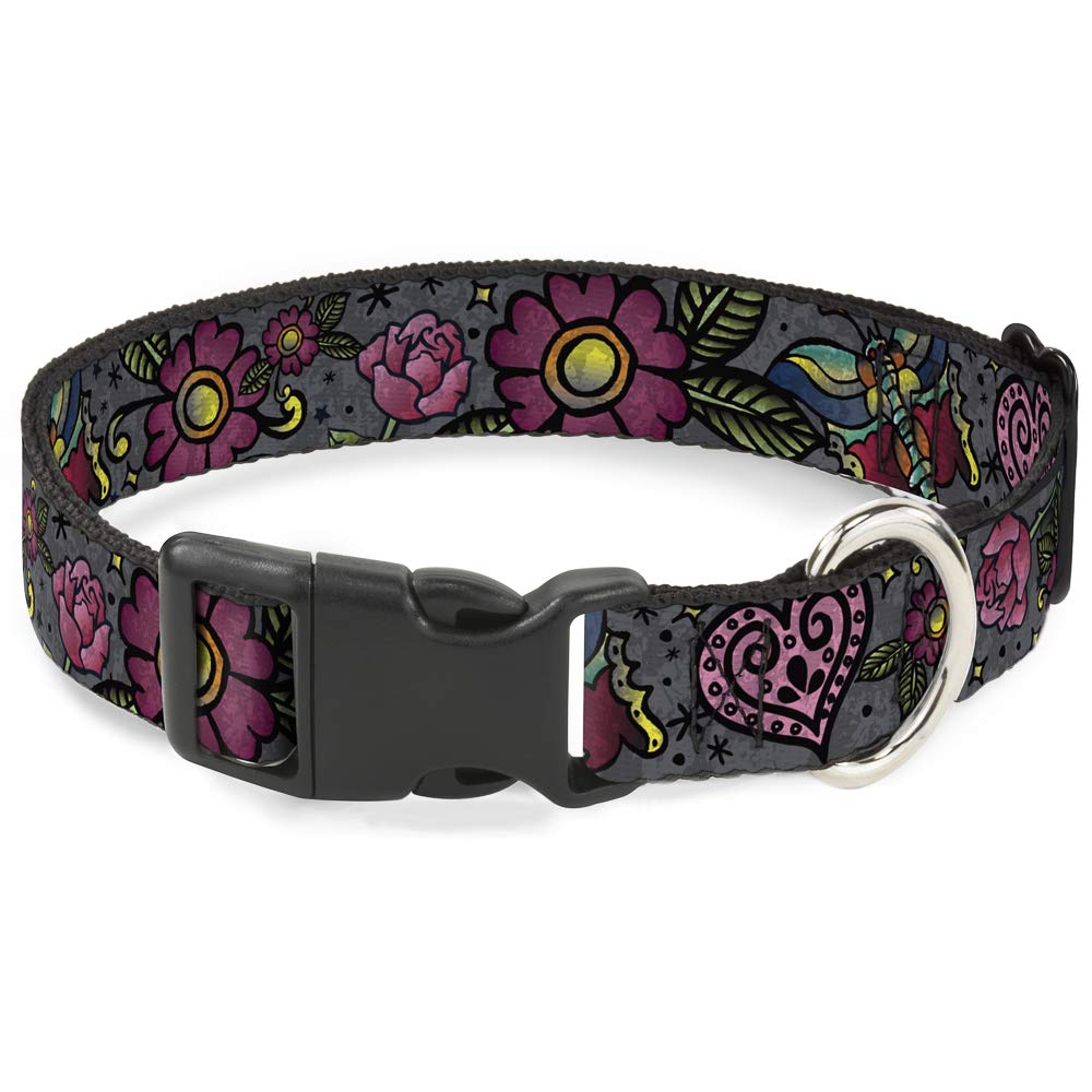 Collier Love Kills gris 16-58,4 cm avec boucle clip plastique pour chien medium