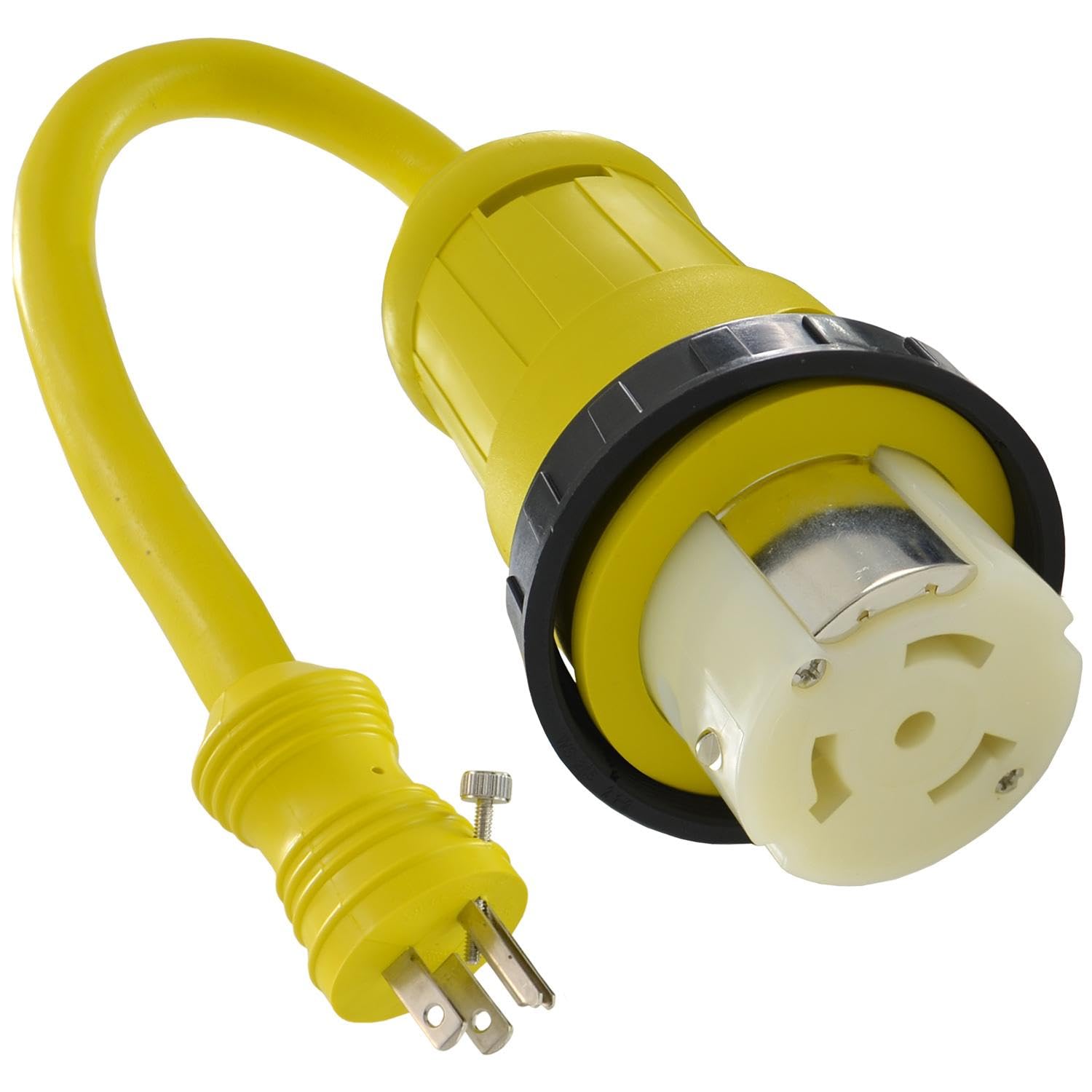 Conntek 14422 RV Pigtail Adapter 15-Amp Plug w/Screw to 50 Amp Locking w/Threaded Ring