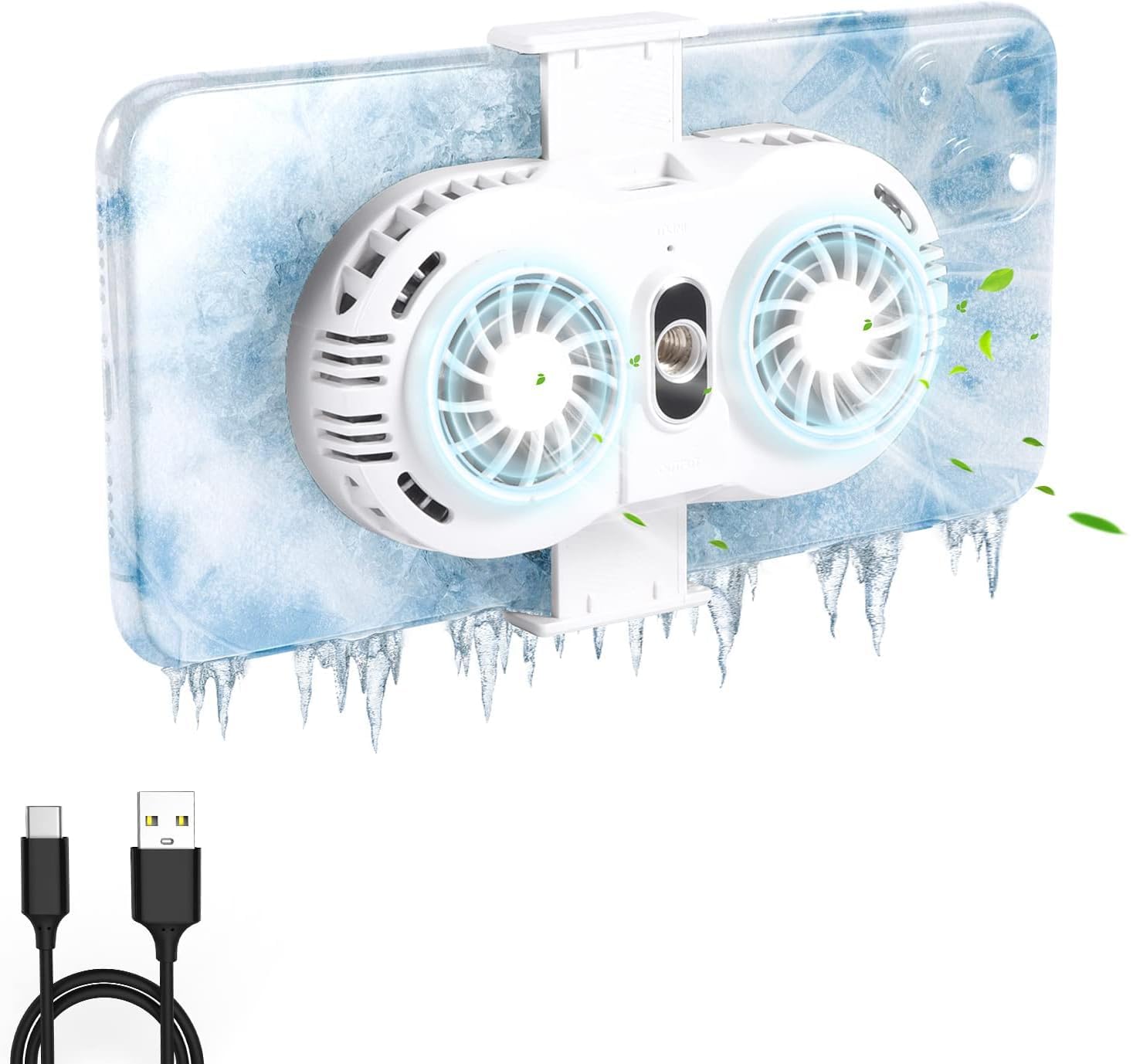 Phone Digital Display Radiator Semiconductor Cooling System Dual-Fan Heat Sink with RGB 3 Gear Adjustable Back Clip Type,Android Smartphone from 6 to 8 inches (NY-02)