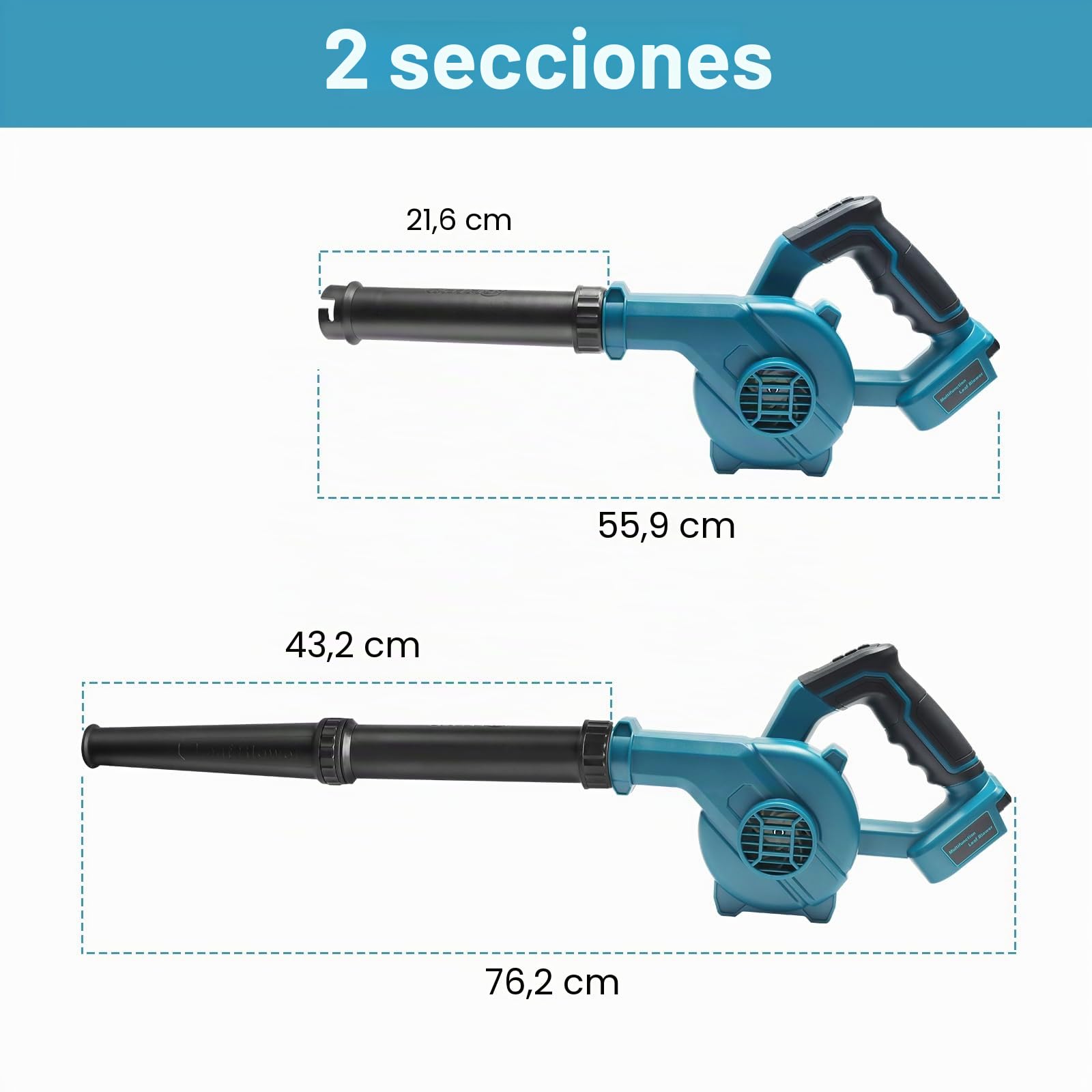 Soplador de Hojas Waitley inalámbrico Compatible con baterías Makita de 18V para Limpieza de PC, quitanieves y sopladores de Hojas