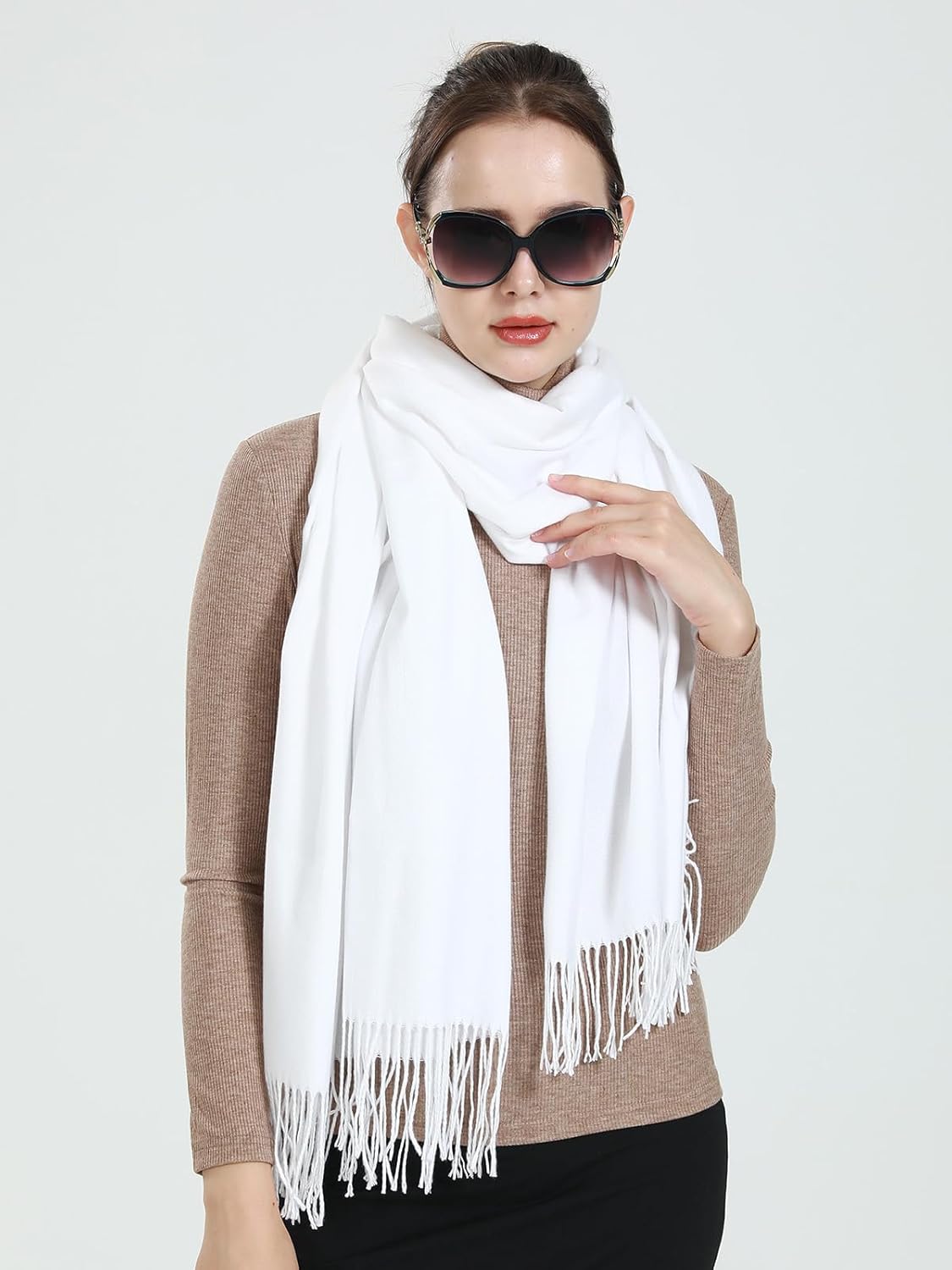 QBSM Womens Large Soft Wedding Evening Pashmina Shawls Wrap Scarfs - Image 5