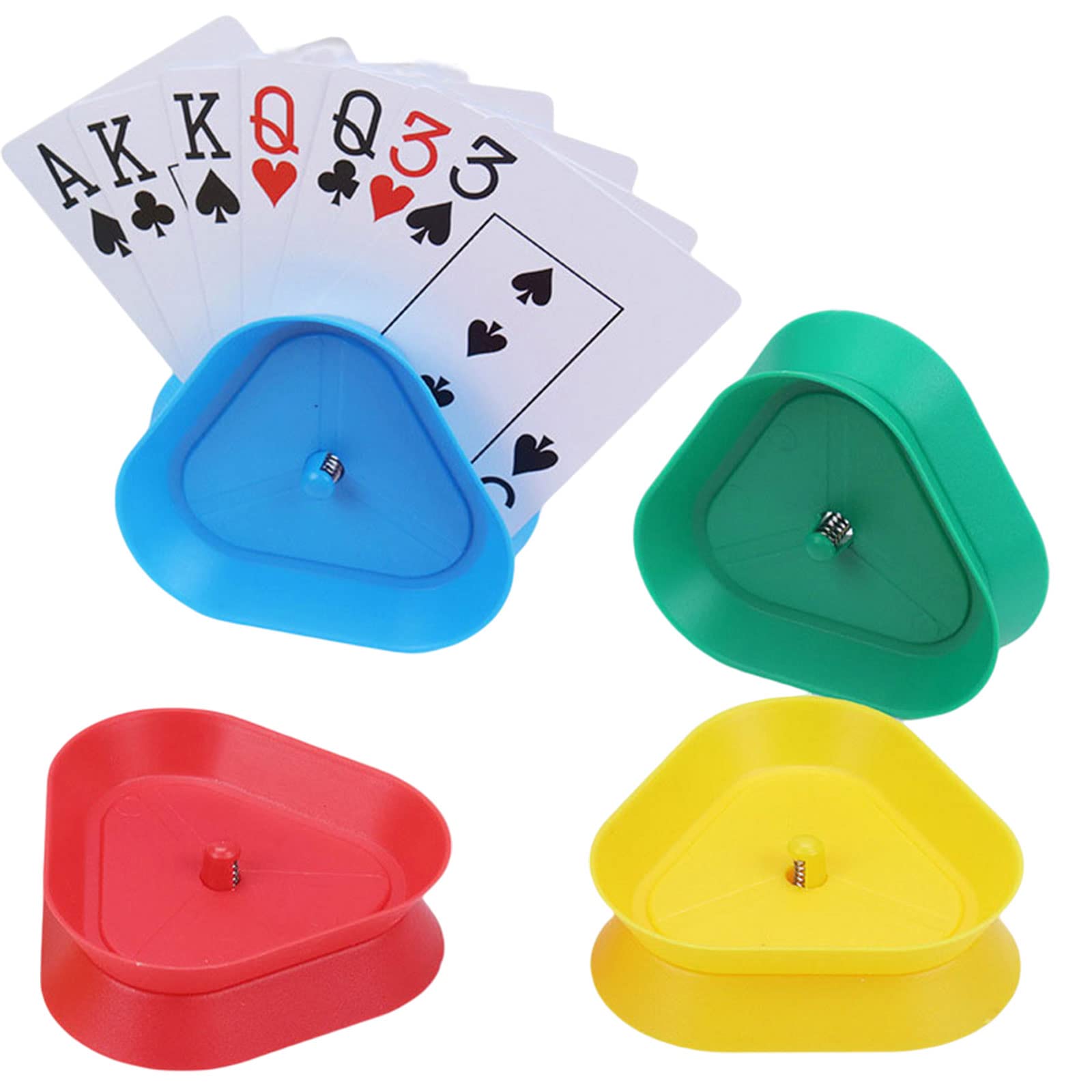 MORJCG4pcs Playing Card Holder, Holder , Game Stands, Plastic Triangle Standing Games Suitable Groups Who Like to Play Cards Hands Stand Blue,green,red (JY4playingcards)