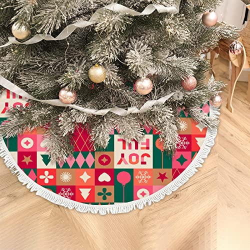 Christmas Tree Skirt Xmas Tree Skirts Christmas Geometric For Party Holiday Happy New Year Winter Decorations Indoor Outdoor 36Inch #TOP4
