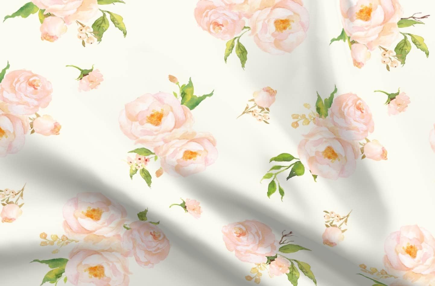 Spoonflower Fabric - Sweet Floral Peaches Cream Watercolor Peach Pink Printed on Minky Fabric by The Yard - Sewing Baby Blankets Quilt Backing Plush