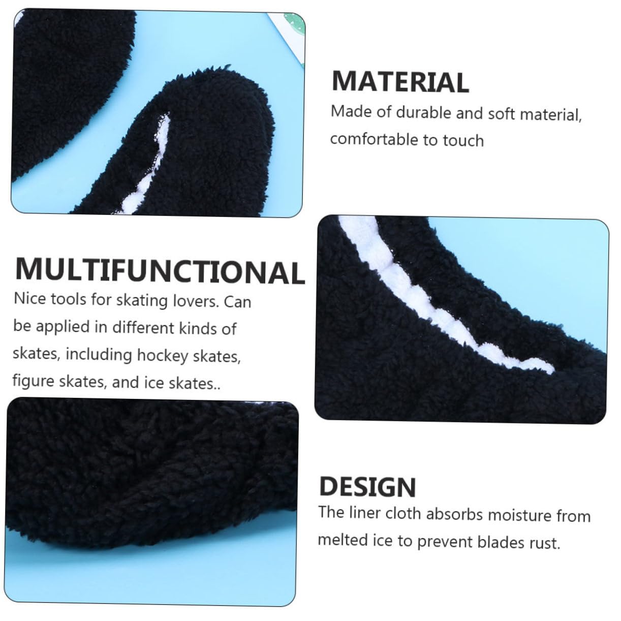TOYANDONA Protège-Lames de Patins à Glace pour Garçon et Filles en Polyester Noir, Absorbant L'humidité et Élastique, 2 Paires, Patinage Artistique