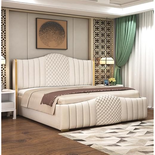 Modern Upholstered King Bed with Storage 6.5 x 6 Ft