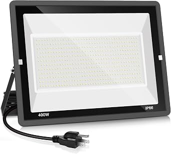 YANYCN 400W LED Stadium Flood Light Outdoor,2400W Equivalent 50500LM 5000K Daylight White Super Bright FloodLight with Plug,85-277V IP66 Waterproof Commercial Lighting for Sports Fields,Counts,Arena
