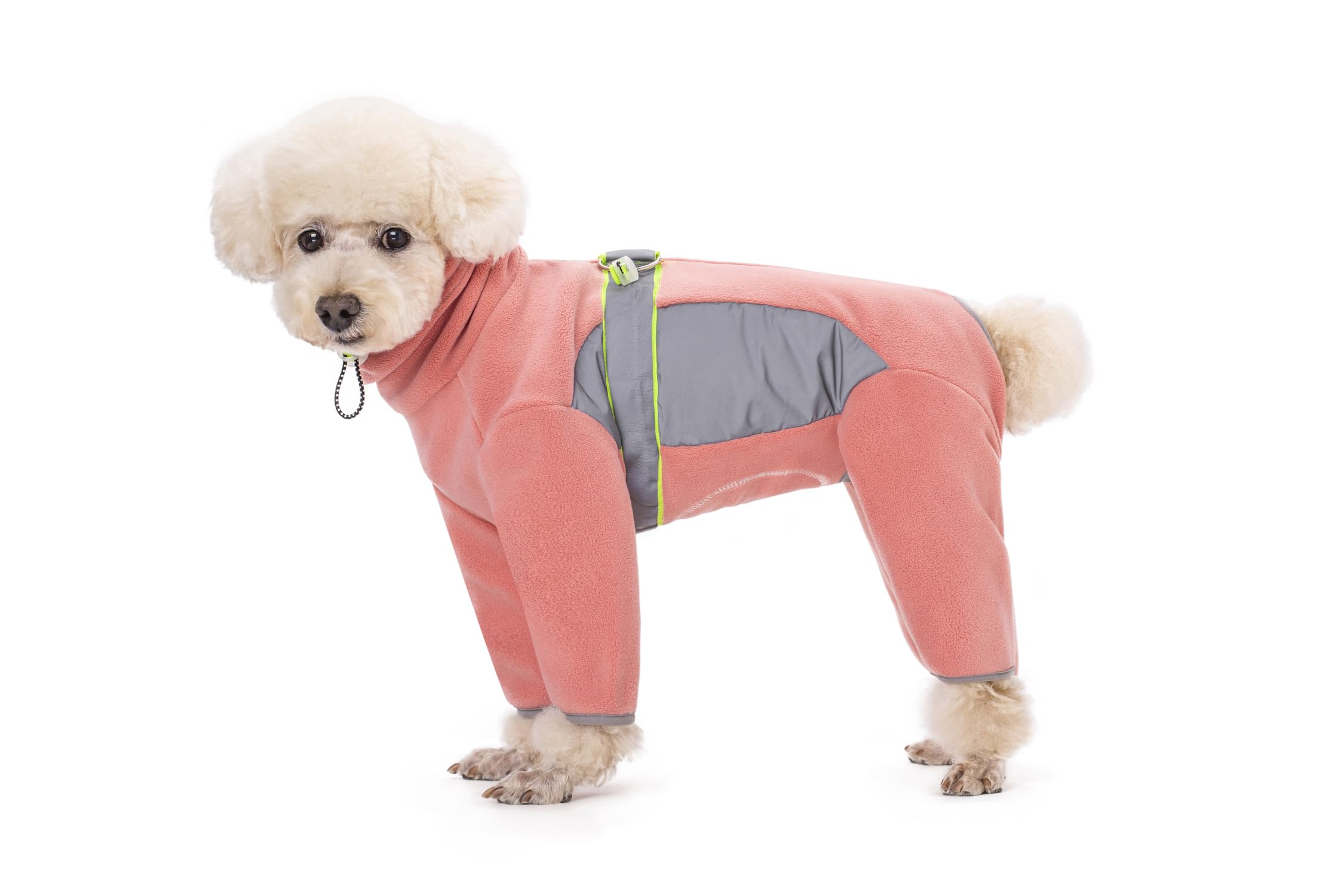 Vêtement d'hiver chaud pour chien avec anneau en D anti-courants d'air rose