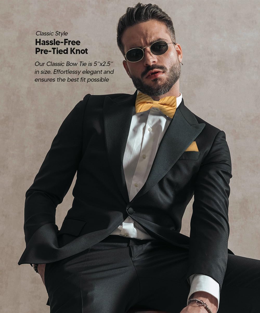 Vittorio Farina Pleated Bow Tie & Pocket Square Set