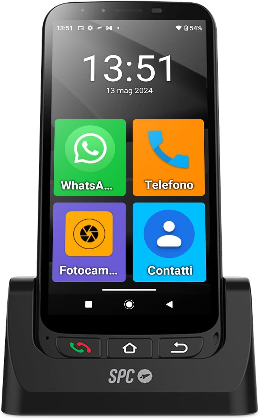 SPC Zeus 4G Pro Coque | Smartphone Anziani Icone Grandi, Pulsante SOS, Configurazione Remota | Android 11, 4GB RAM, 64GB ROM | 13MP, Base Ricarica | Nero - Foto 4