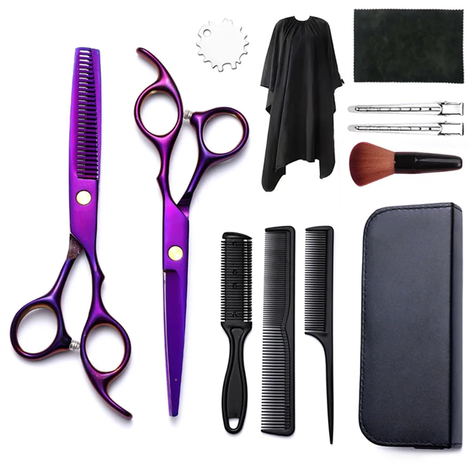 Tijeras Peluqueria Tijeras profesionales de peluquería, tijeras planas y dentadas, entresacar, domésticas, traje(Color 24)