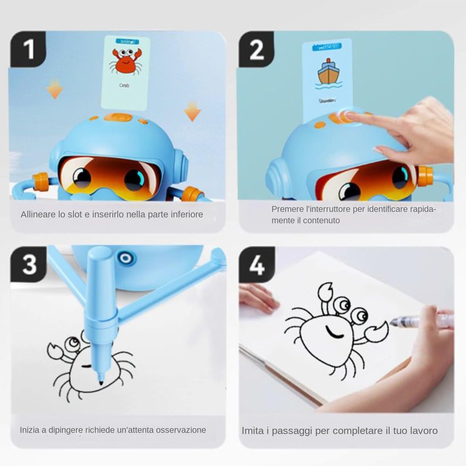 Robot da Disegno per Bambini Batteria Ricaricabile Da 1800mAh | Robot da Pittura Intelligente e Interattivo Per Bambini, Ragazzi E Ragazze, Ideale Per Viaggi, Scuola E Asilo Infantile
