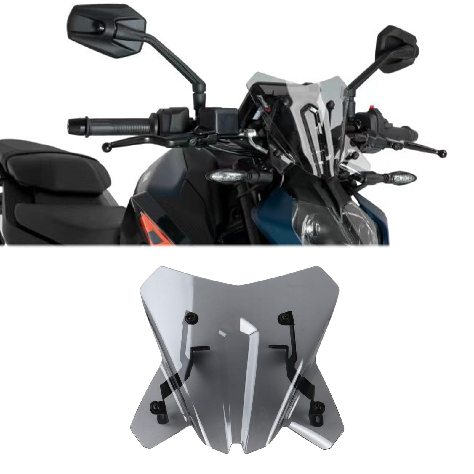 For 390 Duke 390duke 2025 2024 New Accessories Front Windshield Windscreen Wind Deflector Fairing Spoiler Modification Parts (Gray)