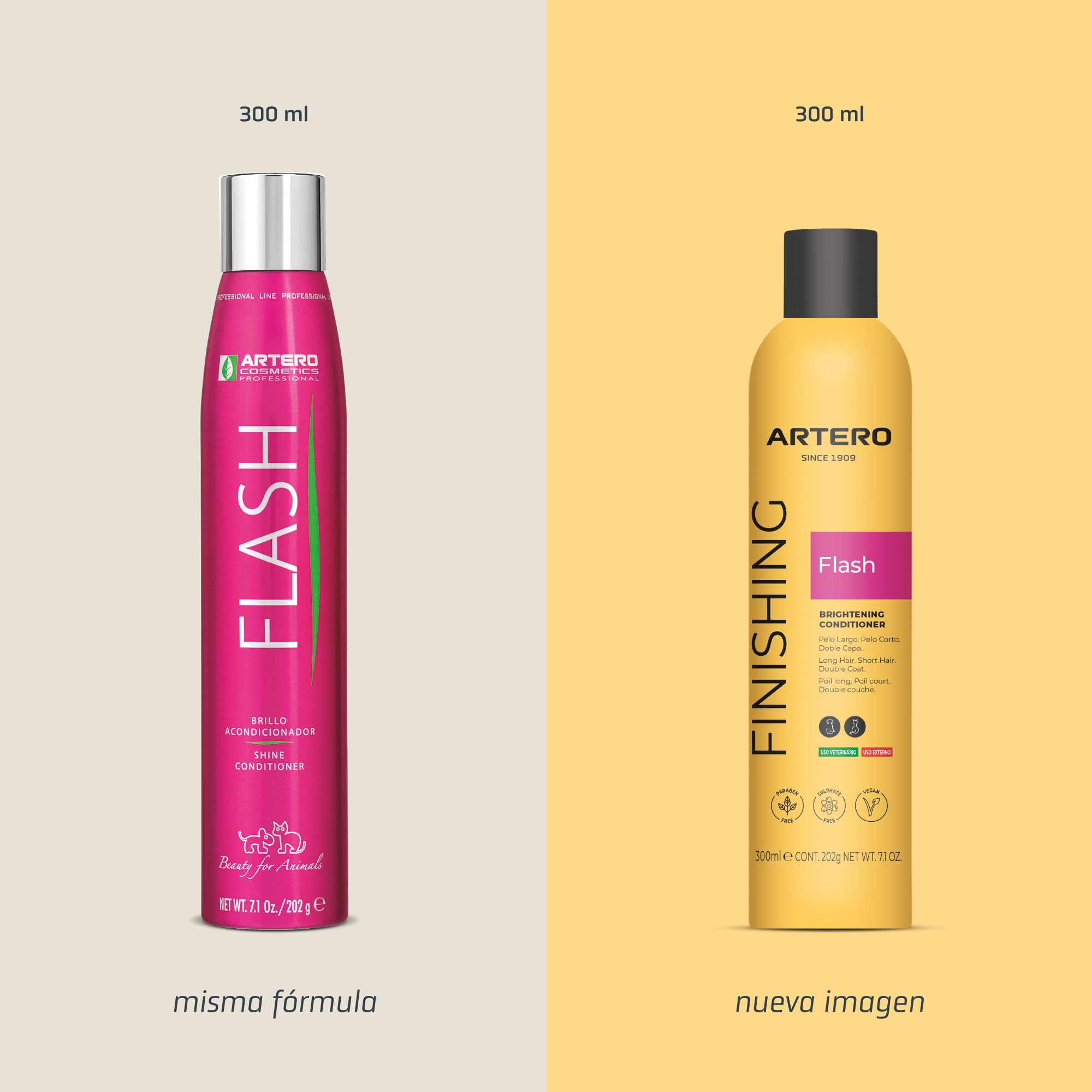 Artero Flash. Acondicionador y potenciador de Brillo para Perros y Gatos en Spray, facilita el Cepillado sin roturas del Pelo.
