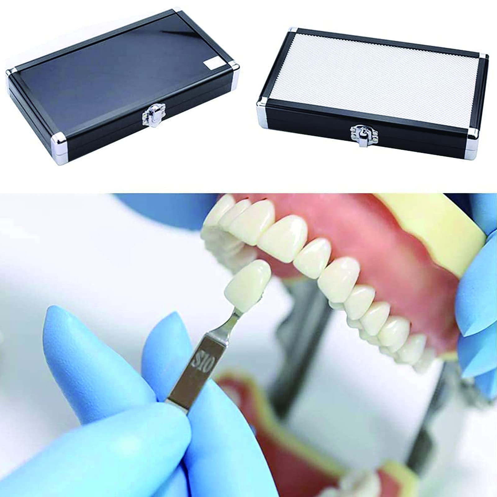 Comparateur de couleur dentaire - Guide d'ombre dentaire - 20 couleurs - Kit de blanchiment des dents 3D - Avec miroir - Blanchiment des dents - Soins buccaux