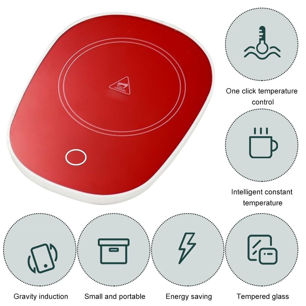 Scalda Tazza USB,Scaldatazze da Caffè,Scalda Tazza,Scalda Bevande,Sottobicchiere Elettrico,Ldeale per la Stagione Invernale,per Caffè,Latte,tè,Acqua,Regalo di Natale,Regalo di Capodanno (Rosso)