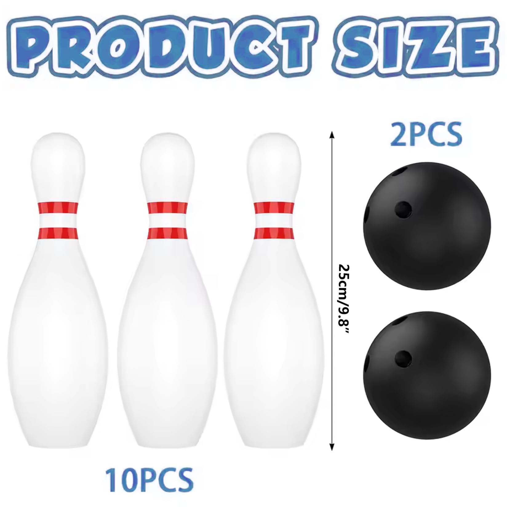 Juego de Bolos para niños, 10 Pines de plástico y 2 Bolas, Juego de Bolos para niños pequeños, de Actividades en Interiores y Exteriores, cumpleaños Educativo para niñas de 5 a 7 años