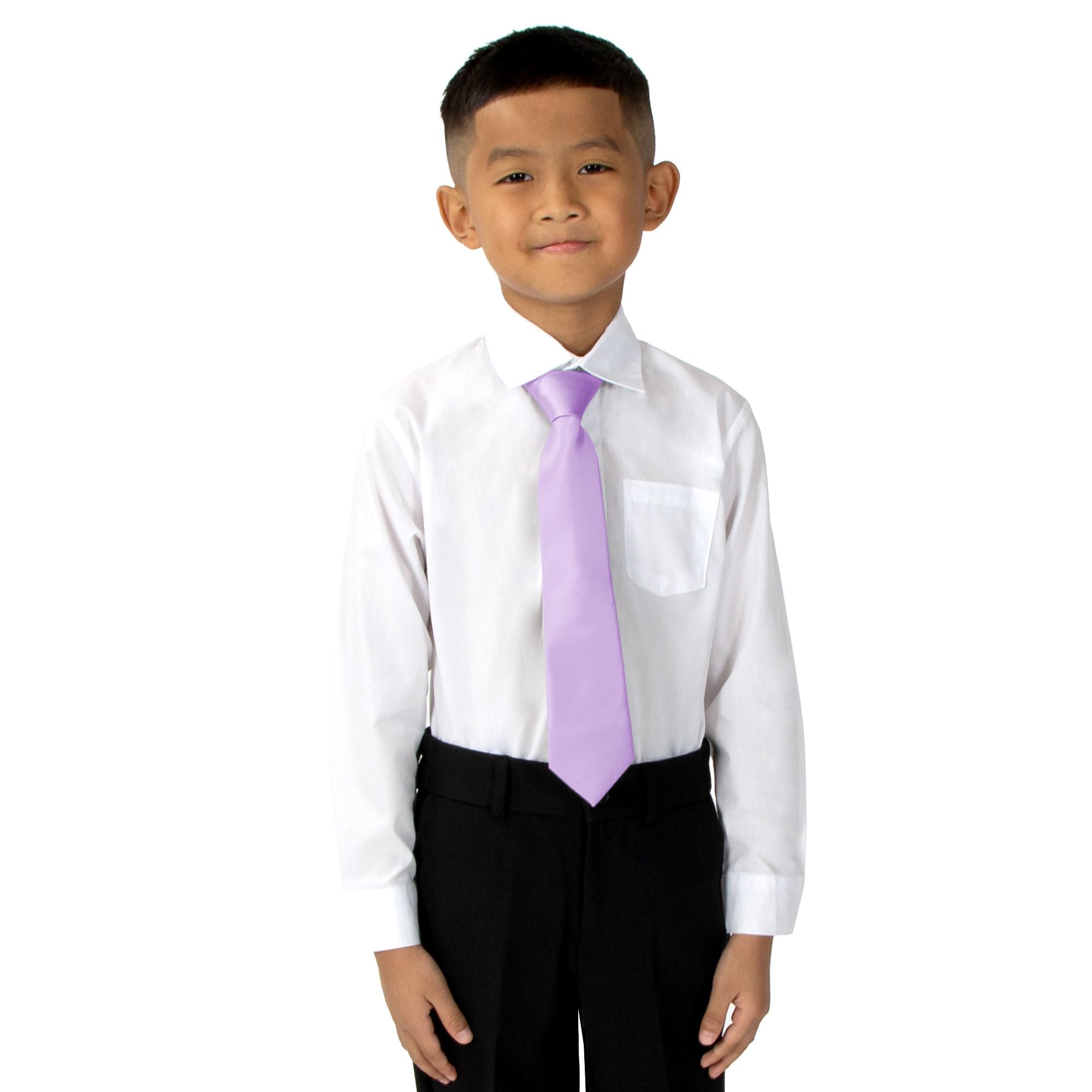 Spring Notion Boys' Satin Zipper Necktie and Handkerchief Set Large Lilac