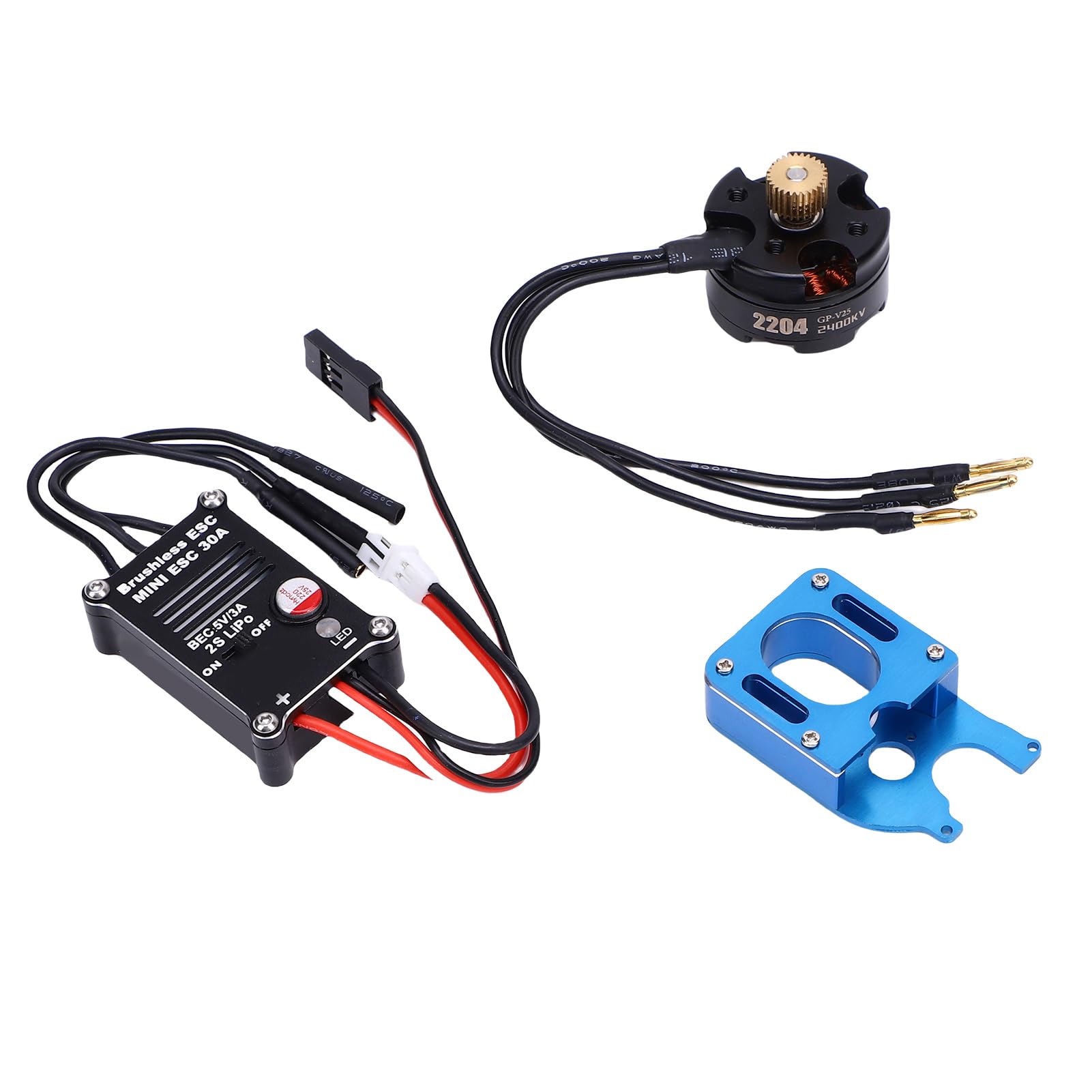 BRRNOO Zestaw RC Motor ESC Kompatybilny z SCX24 1 24, 30A Bezszczotkowy
