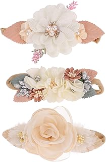SAFIGLE 3Pcs Faixa De Cabeça De Strass Nylon Faixa De Cabelo Floral Para Bebê Faixa De Cabelo De Bebê Faixa De Cabelo Recém-Nascido Faixa De Cabeça De Strass Faixa De Flor Para Bebê
