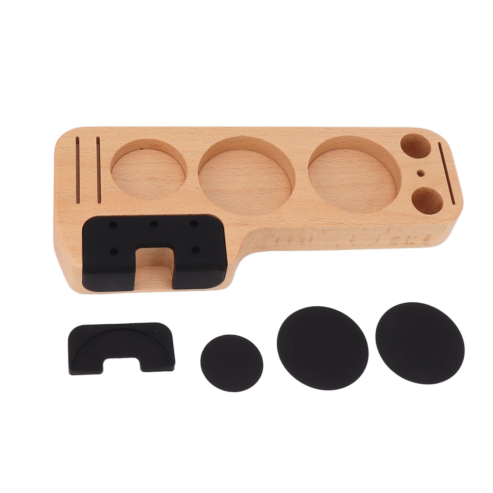 Estación de manipulación de café, soporte de manipulación de filtro de café de agarre cómodo de haya con almohadillas para hacer café (51 mm/2 pulgadas)