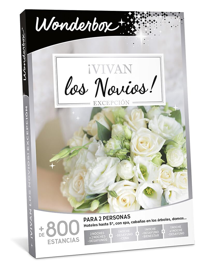 WONDERBOX - Caja regalo - Vivan Los Novios Excepcion | 1 o 2 noches con desayuno(s) y cena o bienestar - Más de 800 estancias - Hoteles hasta 5*, cabañas en los árboles, domos