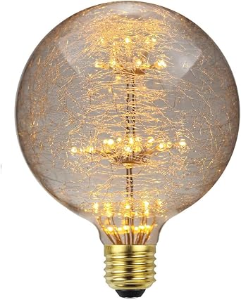 Vintage Led Bulb Big Globe Edison Style G125 Starry Led Bulb 3W 2200Kelvin Warmth Glow Decorative Moon Light Bulb