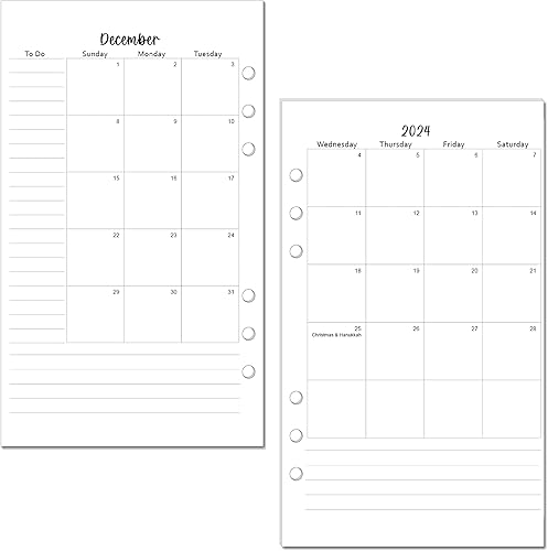 Miniatura 3 de Calendario mensual 2024 para planificadores de tamaño A5, compatible con kikiki.K, Filofax, Louis Vuitton GM, diseñador de día, Carpe Diem (Flora)