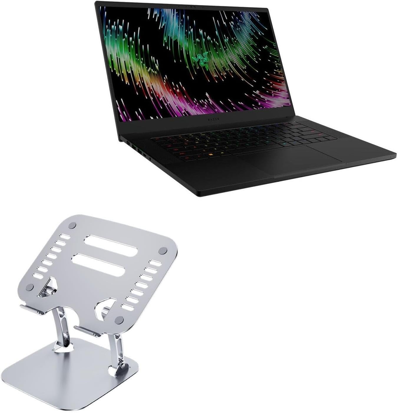 BoxWave Stand and Mount Compatible with Razer Blade 15 RTX 4070 - Executive VersaView Laptop Stand, Ergonomic Adjustable Viewing Angle Metallic Riser - Metallic Silver