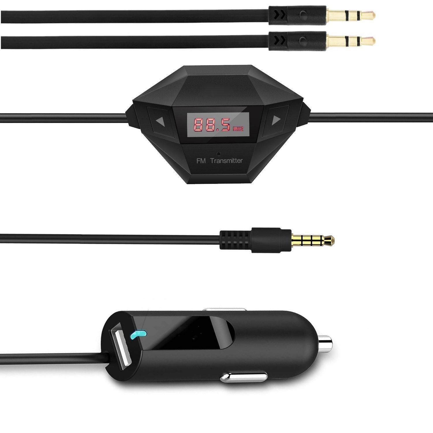 Car FM Transmitter + AUX cable , Plus Version, Vafru MusicboxN5