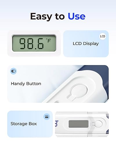 Miniatura 3 de femometer Termómetro oral para adultos y niños, termómetro digital oral, axilas y rectales de rápida precisión con punta flexible, azul marino