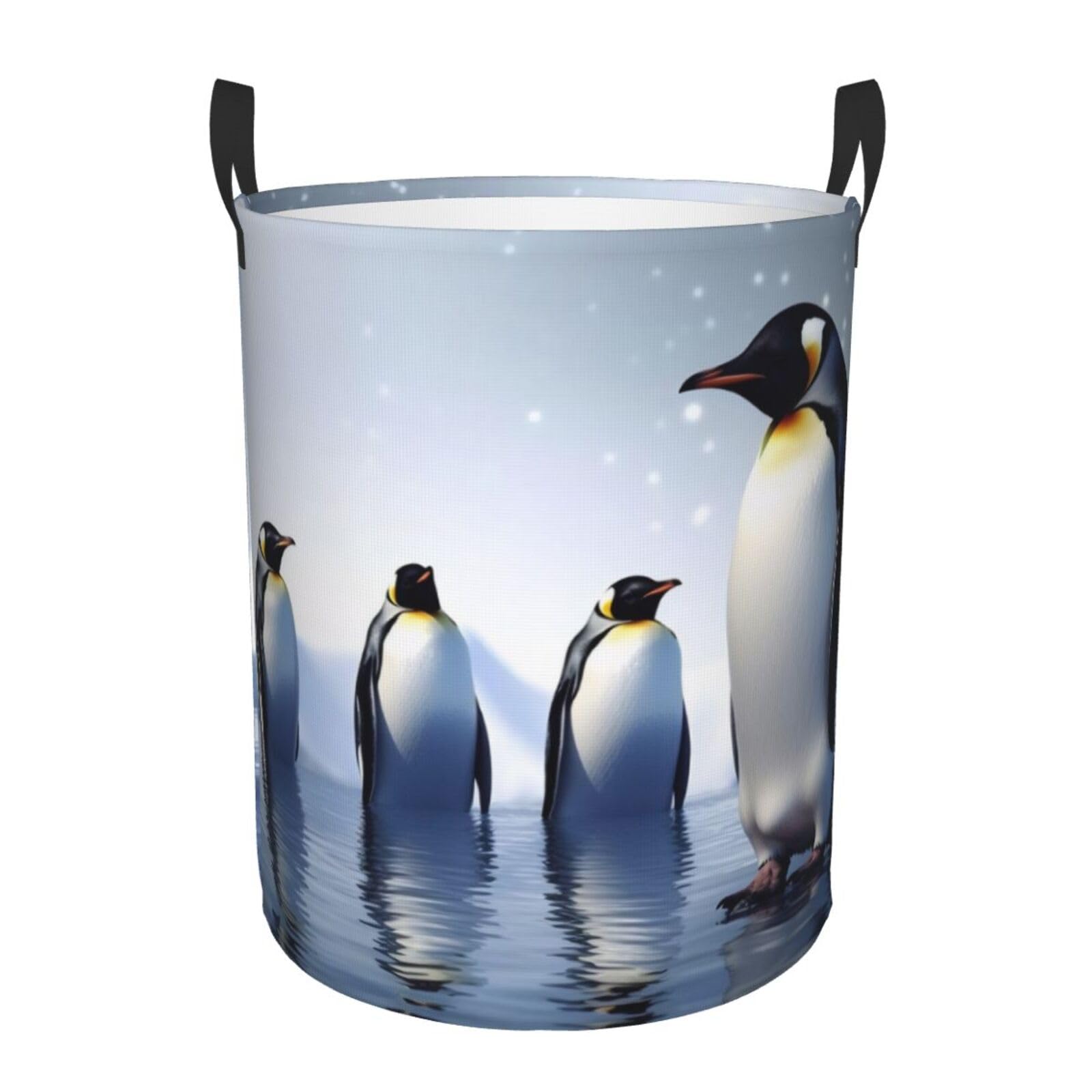 Penguin - Circular Laundry Basket â€“ Waterproof, Lightweight, And Durability With Handles | Collapsible Laundry Hamper For Home Décor And Versatile Storage