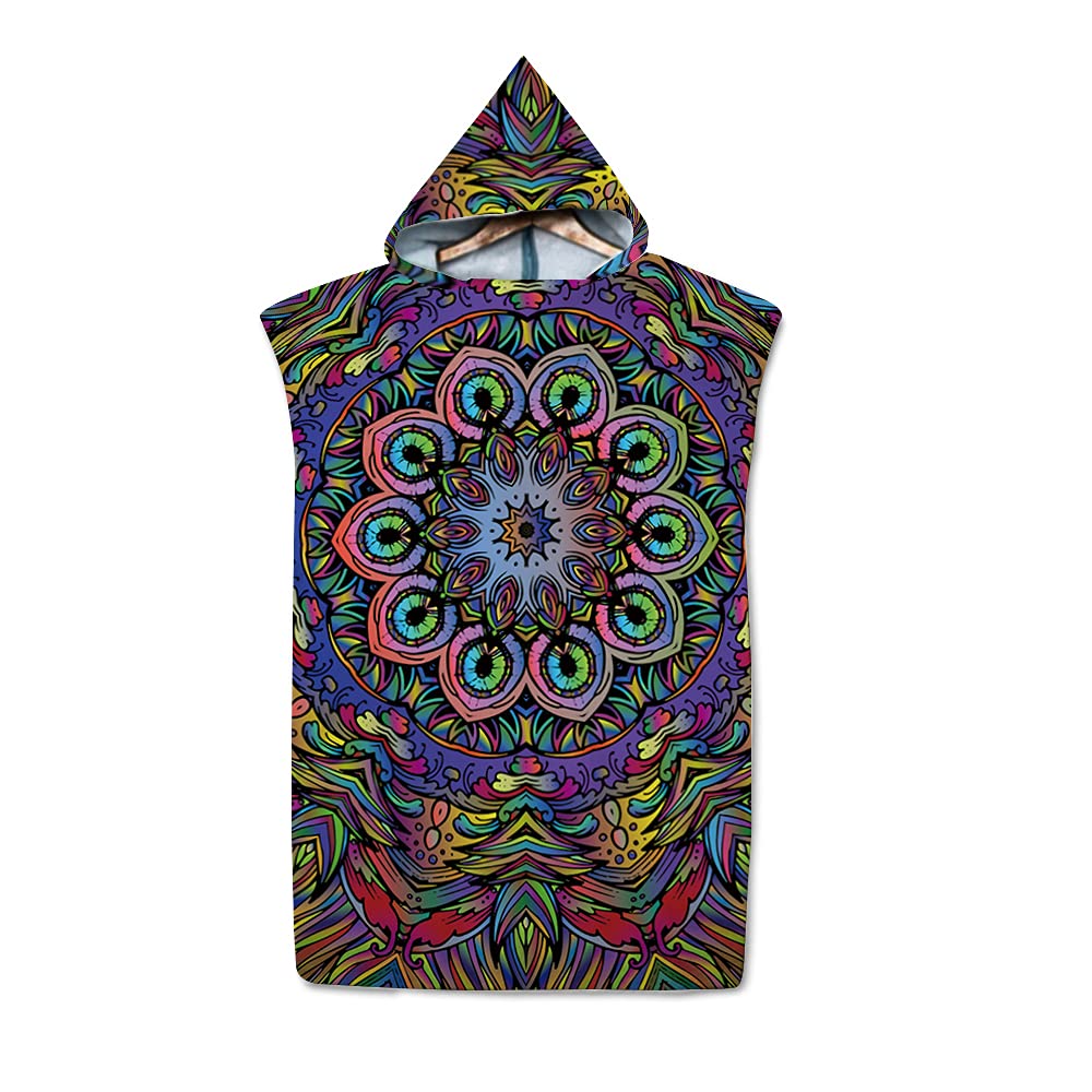 Poncho Mare Donna Highdi Asciugamano Poncho Adulto, Stampa Strisce Telo Mare Con Cappuccio Poncho Asciugamano Per Uomo Donna Poncho Surf Microfibra Poncho Da Bagno Asciugamano Da Mare Per Nuoto (Motivo Chevron Poncho - 7