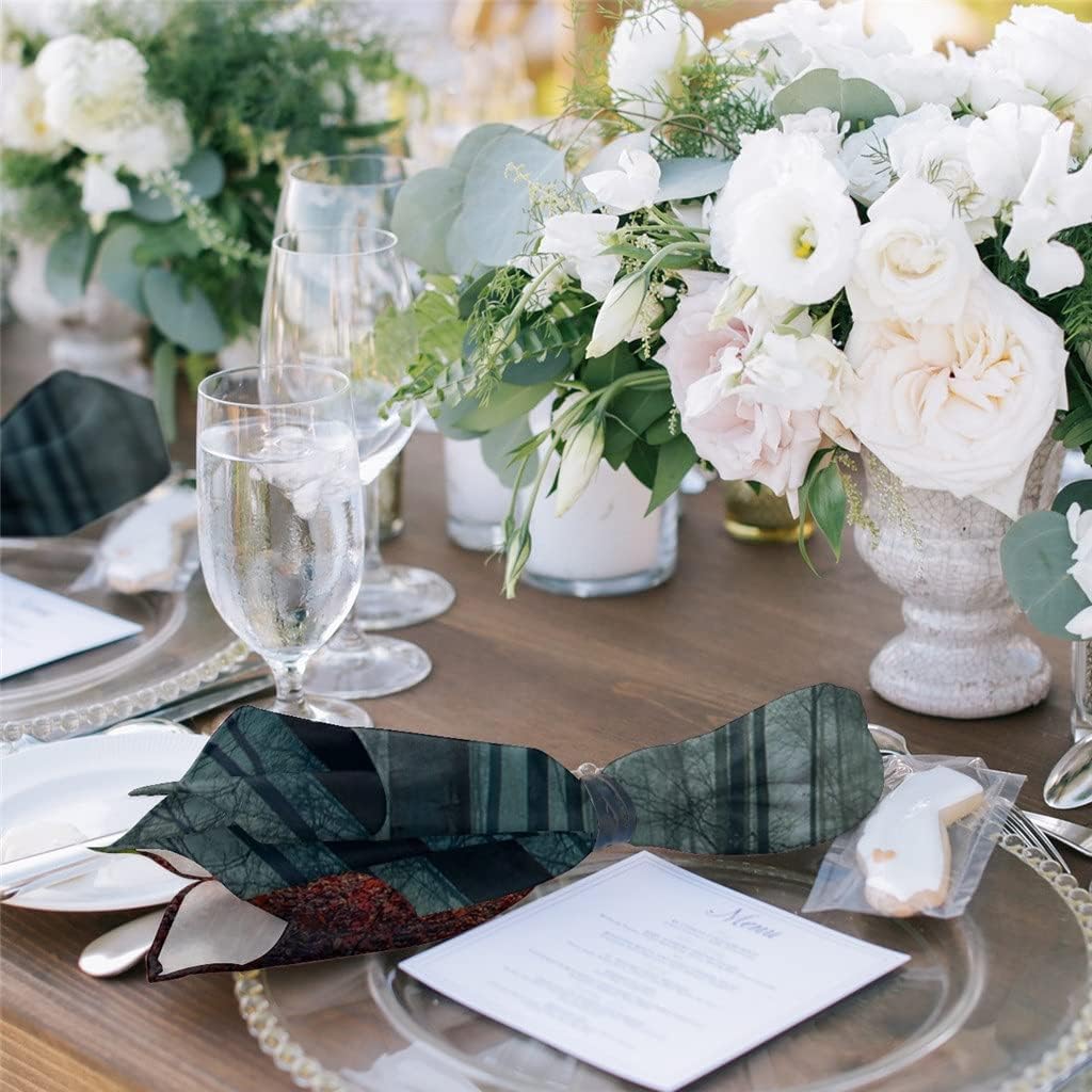 Autumn Forest Night Moon Table Napkin Cloth Set Wedding Party Handkerchief Restaurant Supplies Christmas Napkins(8pcs)