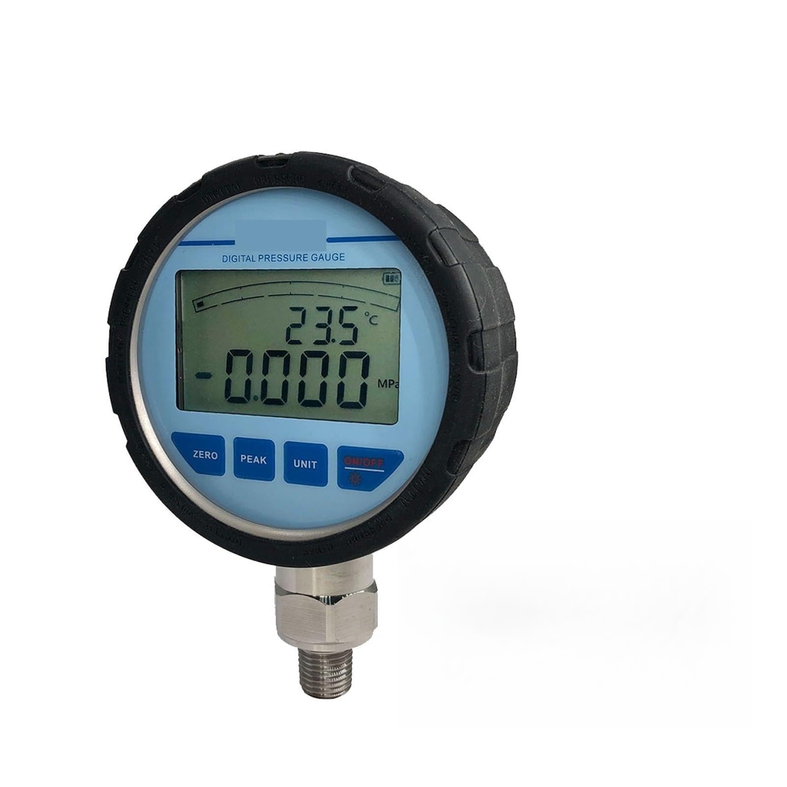 Manomètre, Manomètre protecteur en caoutchouc, anti-poussière, précision 0.5% FS, diaphragme 316L LCD, manomètre acier inoxydable gaz et liquide(G1-2,0-1.6MPa)