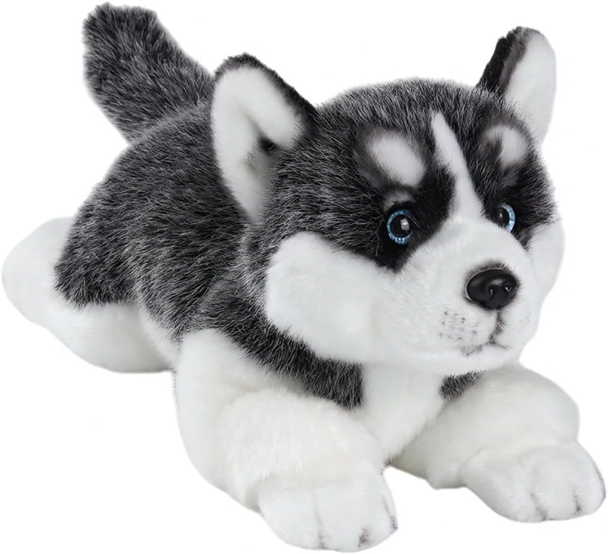 CU-MATE 16" Plush Siberian Husky Dog Toys, Simulation-Realistic & Lifelike Soft Stuffed Animal Dog, Handmade Lying Stuffed Dog Toys, Present Gift for Boys and Girls