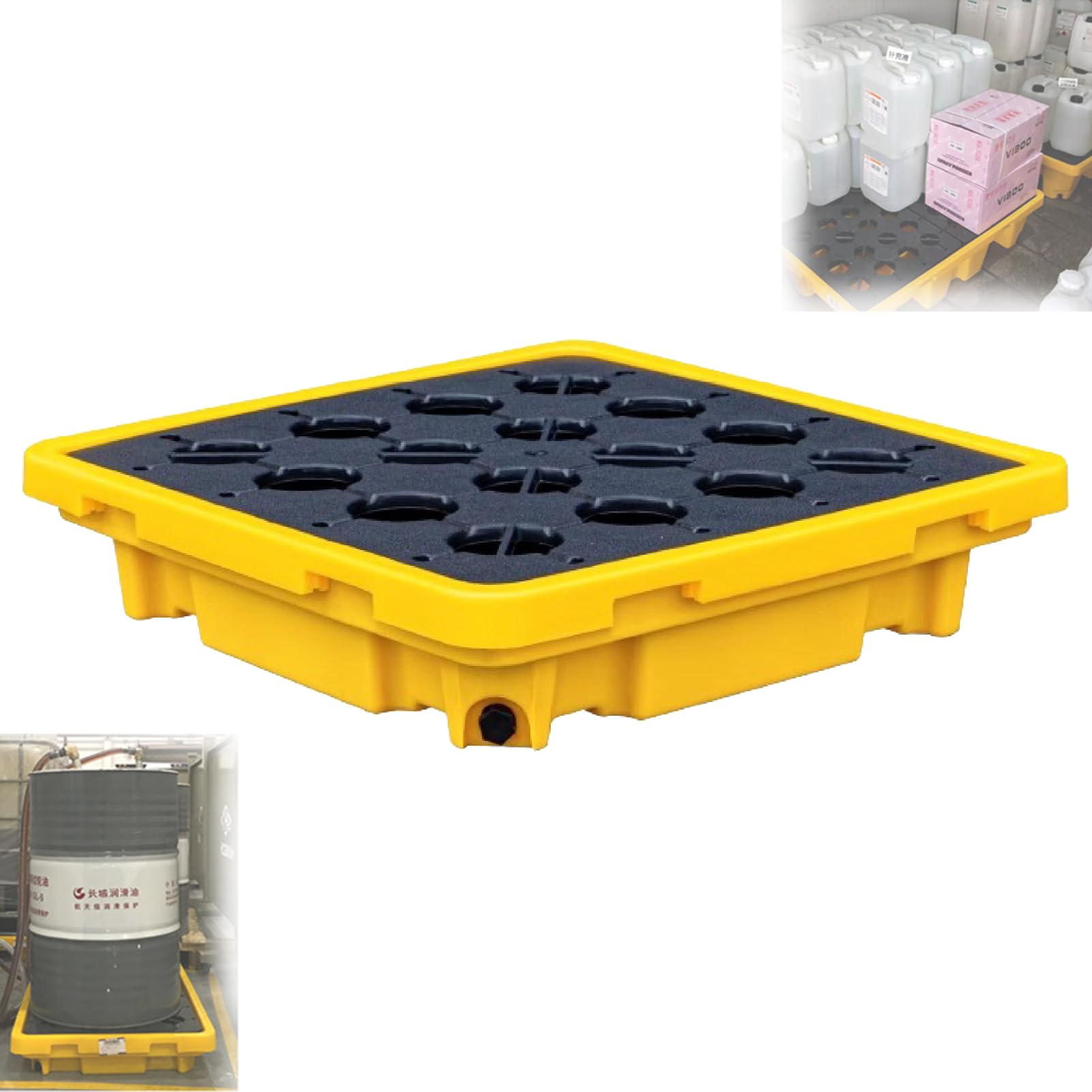 Bac de rétention pour fûts d'huile 67x67 cm pour stopper les fuites au sol