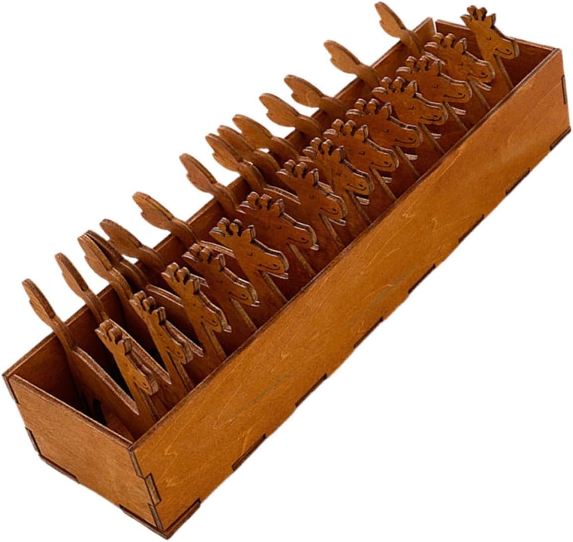 Tofficu 15pcs Wooden Deer Shape Thread Spool Holder Set for Embroidery and Sewing, Strong Material with Convenient Storage, for Organizing and Holding Yarn and Ribbon