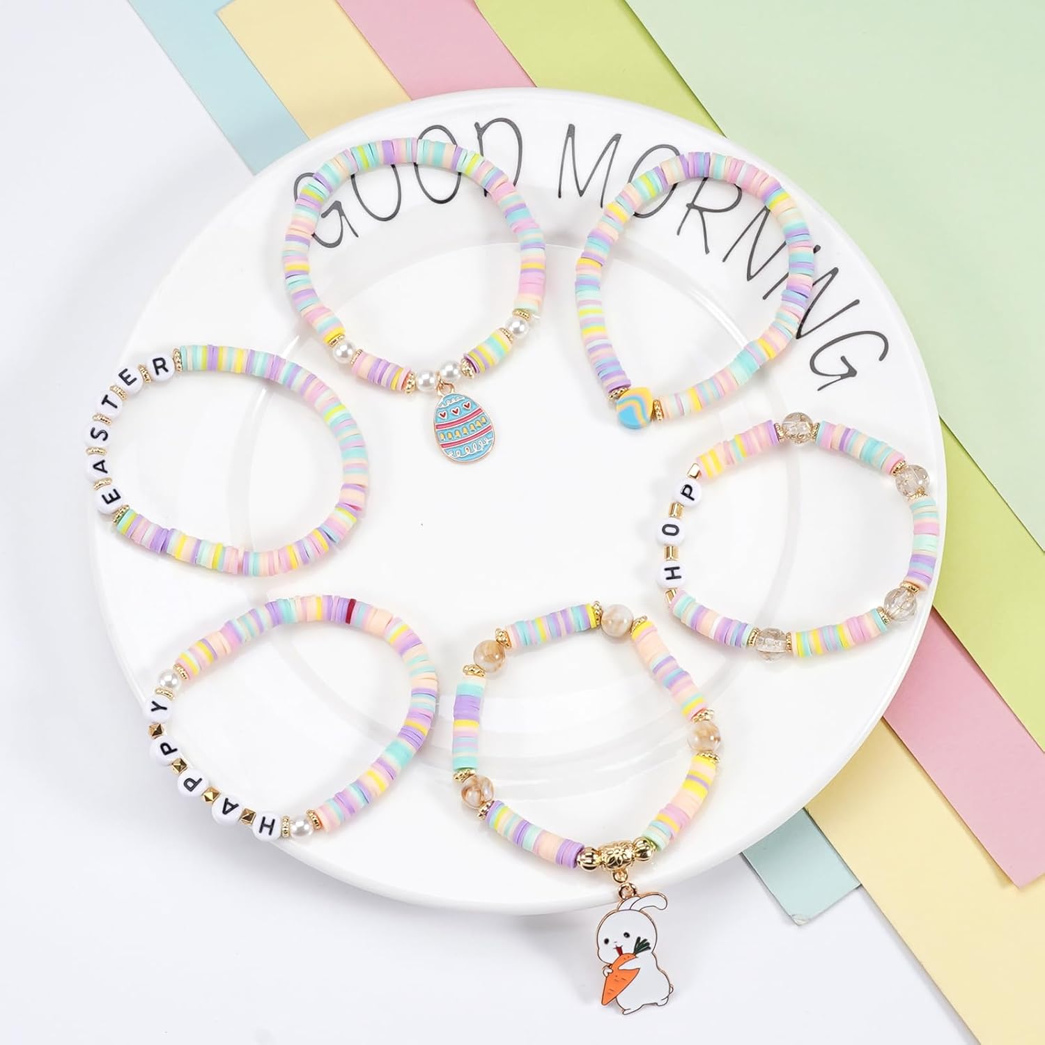 Ardorchid USA Flag Bracelets Valentine's Day Heishi Bracelets St. Patrick's Mardi Gras Beaded Bracelets Easter Rainbow Juneteenth Rasta Bracelets - Image 5