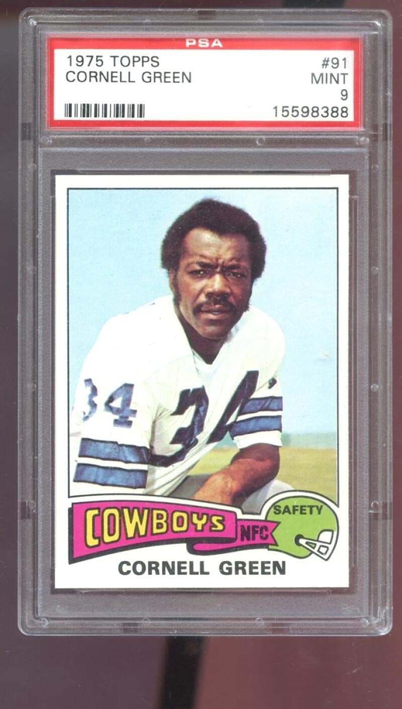1975 Topps #91 Cornell Green PSA 9 Graded Football Card Dallas Cowboys MINT